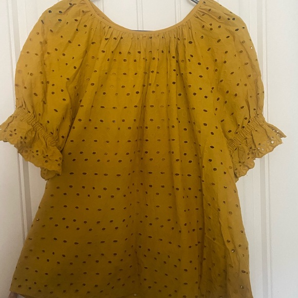 Universal Thread Goods Co. mustard yellow top with cutout embellishments - Picture 3 of 6
